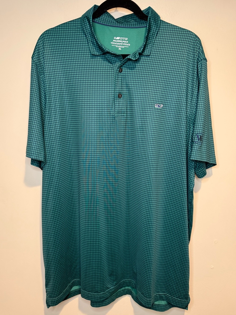 Vineyard Vines Palmero Polo Mens XL Green Houndstooth OTG Brrr Performance Golf